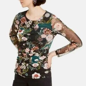 INC International Concepts Floral Long Sleeve Blouse - Size S